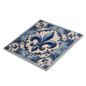  Antiek Blauw Fleur de Lis Tegeltje (Zijkant)