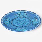 Antiek Blauw Glas Romantisch Hart Nep China Papieren Bordje (Gekanteld)