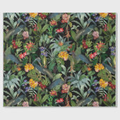 Antiek blauw-haronpatroon en patroon van tropische cadeaupapier (Vlak)