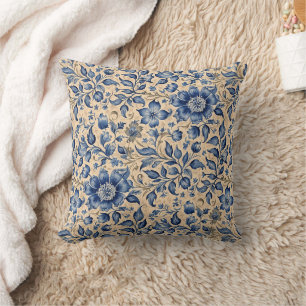 Antiek Blauw Indigo & Taupe Kussen