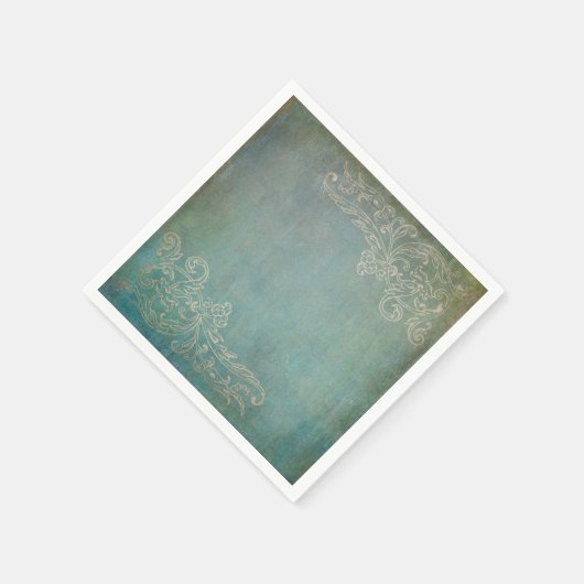 Antiek Blauw & Lace Papier servet (Hoek)