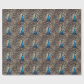 Antiek Blauw Peacock Cadeaupapier (Vlak)