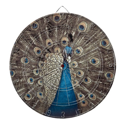 Antiek Blauw Peacock Dartbord (Voorkant)