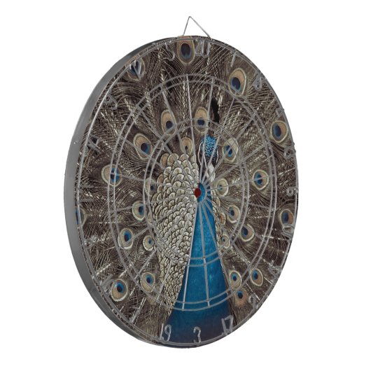Antiek Blauw Peacock Dartbord (Voorkant Links)