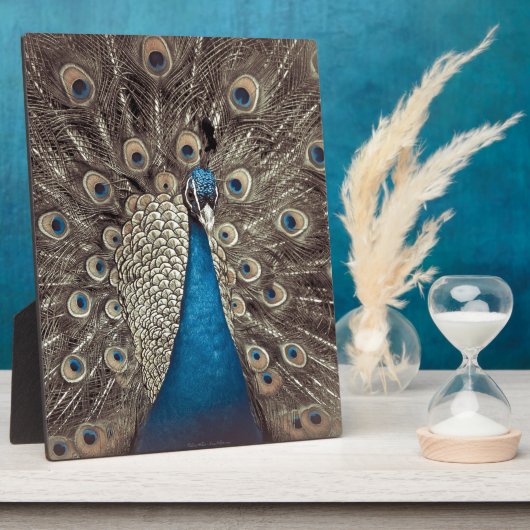 Antiek Blauw Peacock Fotoplaat (Zijkant)