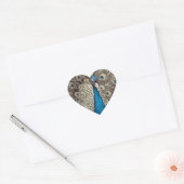 Antiek Blauw Peacock Hart Sticker (Envelop)