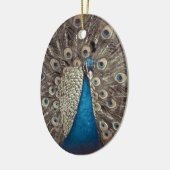 Antiek Blauw Peacock Keramisch Ornament (Links)