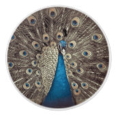 Antiek Blauw Peacock Keramische Knop (Voorkant)
