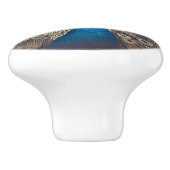 Antiek Blauw Peacock Keramische Knop (Zijkant)