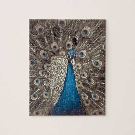 Antiek Blauw Peacock Legpuzzel (Verticaal)