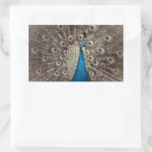 Antiek Blauw Peacock Rechthoekige Sticker (Tas)