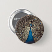 Antiek Blauw Peacock Ronde Button 5,7 Cm (Voorkant /achterkant)