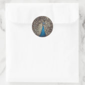 Antiek Blauw Peacock Ronde Sticker (Tas)