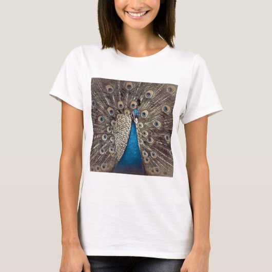 Antiek Blauw Peacock T-shirt (Voorkant)