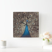 Antiek Blauw Peacock Vierkante Klok (Huis)
