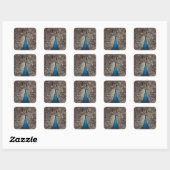 Antiek Blauw Peacock Vierkante Sticker (Vel)