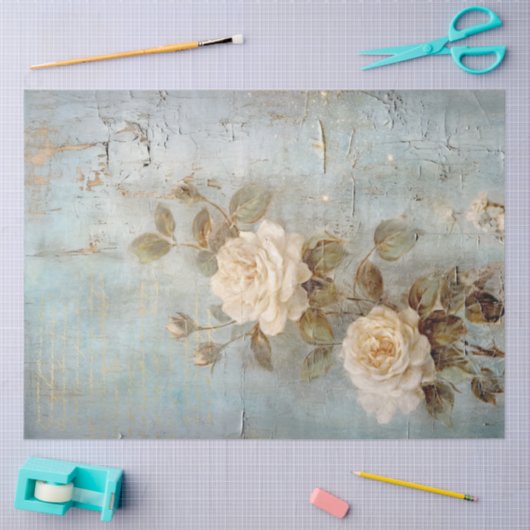 Antiek Blauw Romance Design Series 1 Tissuepapier (Craft)