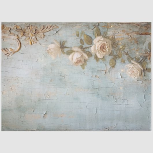 Antiek Blauw Romance Design Series 9 Tissuepapier (Voorkant)