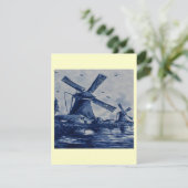 Antiek blauw tapijtschelp - Windmolens met water Kaart (Staand voorkant)