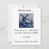 Antiek blauw tapijtschelp - Windmolens met water Kaart (Achterkant)