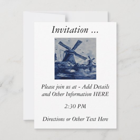 Antiek blauw tapijtschelp - Windmolens met water Kaart (Achterkant)