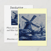 Antiek blauw tapijtschelp - Windmolens met water Kaart (Voorkant / Achterkant)