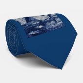 Antiek blauw tapijtschelp - Windmolens met water Stropdas (Opgerold)