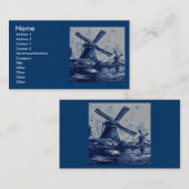 Antiek blauw tapijtschelp - Windmolens met water Visitekaartje (Voorkant / Achterkant)