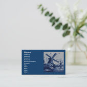 Antiek blauw tapijtschelp - Windmolens met water Visitekaartje (Staand voorkant)