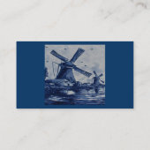 Antiek blauw tapijtschelp - Windmolens met water Visitekaartje (Achterkant)