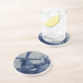 Antiek blauw tapijtschelp - Windmolens met water Zandsteen Onderzetter (Zijkant)