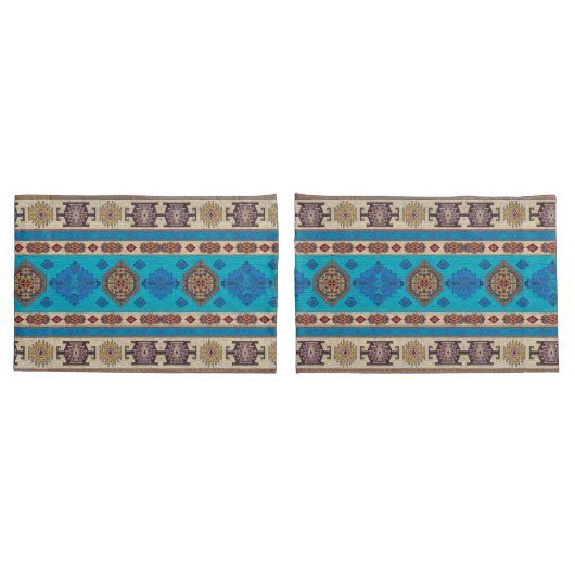 Antiek blauw Turks Kilim Carpet Rug Kussensloop (Achterkant-Set)