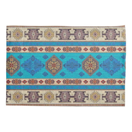 Antiek blauw Turks Kilim Carpet Rug Kussensloop (Achterkant-Links)