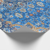 Antiek blauw Turks tapijttapijt Cadeaupapier (Hoek)