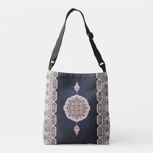 Antiek blauw Turks tapijttapijt Crossbody Tas (Achterkant)