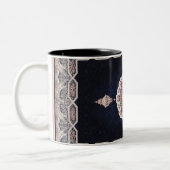 Antiek blauw Turks tapijttapijt Tweekleurige Koffiemok (Links)