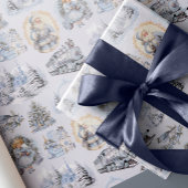 Antiek blauw Victoriaans kerstinpakpapier Cadeaupapier