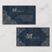 Antiek blauw Visitekaartje met schuifwiel (Voorkant / Achterkant)