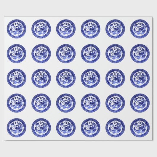Antiek blauw Willow Pattern circa 1790 Cadeaupapier (Vlak)