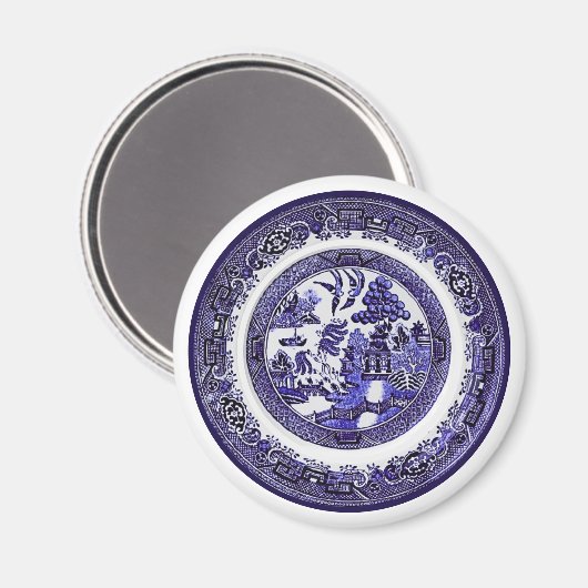 Antiek blauw Willow Pattern circa 1790 Magneet (Voorkant / Achterkant)