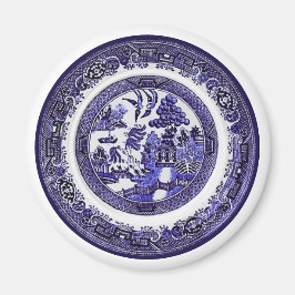 Antiek blauw Willow Pattern circa 1790 Magneet