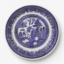  Antiek blauw Willow Pattern circa 1790 Papieren Bordje
