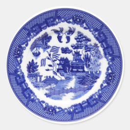 Antiek blauw Willow Pattern circa 1790 Ronde Sticker