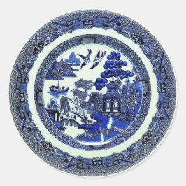 Antiek blauw Willow Pattern circa 1790 Ronde Sticker