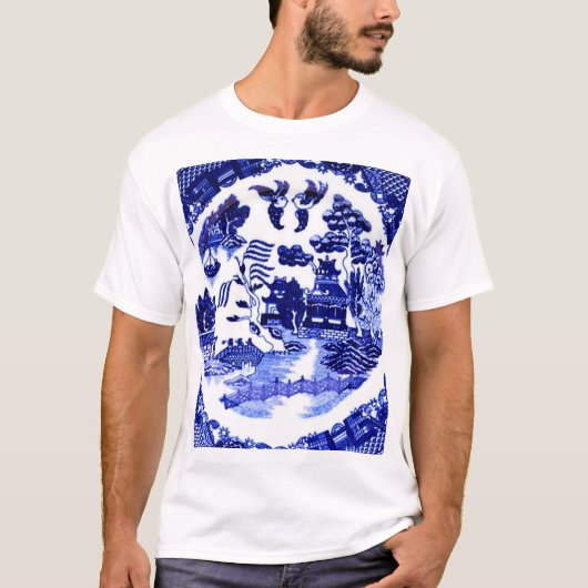  Antiek blauw Willow Pattern circa 1790 T-shirt (Voorkant)
