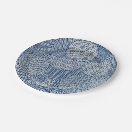 Antiek blauw wit faux porselein Royal 1877 Papieren Bordje (Gekanteld)