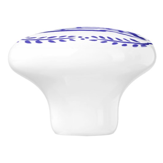 Antiek blauw wit konijn Delft look keramische romp Keramische Knop (Zijkant)