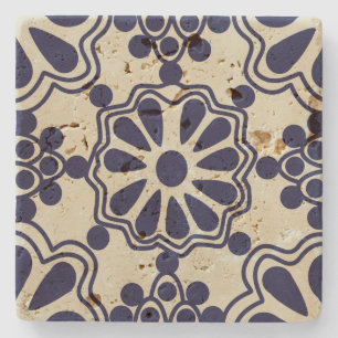 Antiek  Blauw Wit Zuidwestelijke Patroon Stenen Onderzetter