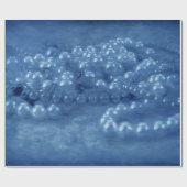  Antiek Blauw Witte Waterverf Pearls Cadeaupapier (Vlak)