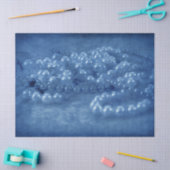 Antiek Blauw Witte Waterverf Pearls Tissuepapier (Craft)